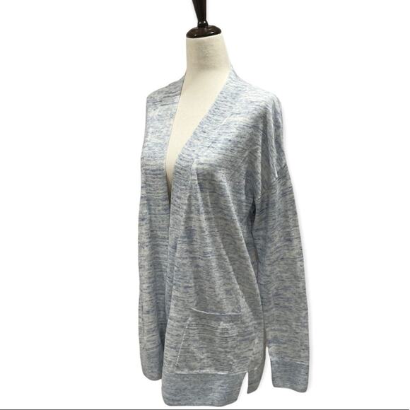 Charter Club Open Front Cardigan Light Blue Chambray Knit Loose Fit Size S New - Picture 3 of 11